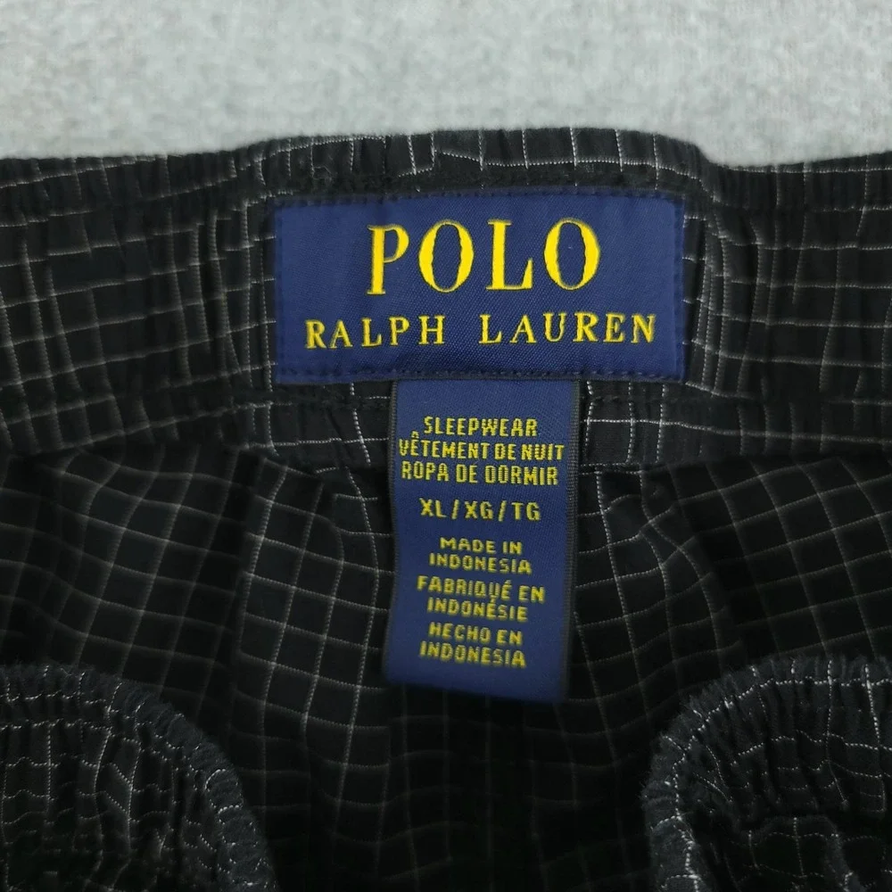 Polo Ralph Lauren Pajama Set Mens XL Black Check 2 Piece Long Sleeve Sleepwear